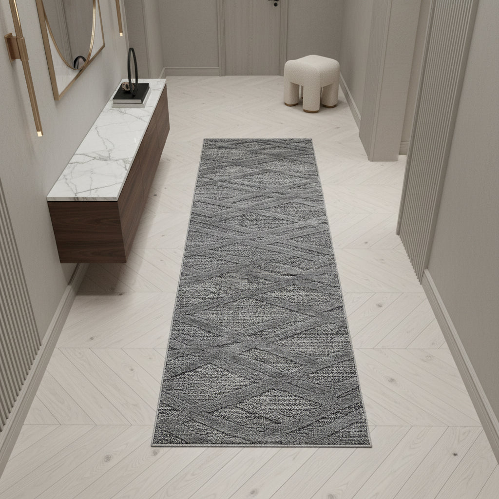 Teppich Hochflor Hoch-Tief Boho-Muster Polypropylen Wohnzimmer_Läufer_