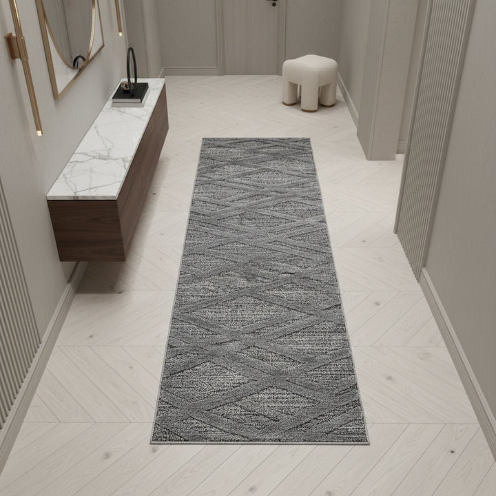 Teppich Hochflor Hoch-Tief Boho-Muster Polypropylen Wohnzimmer_Läufer_