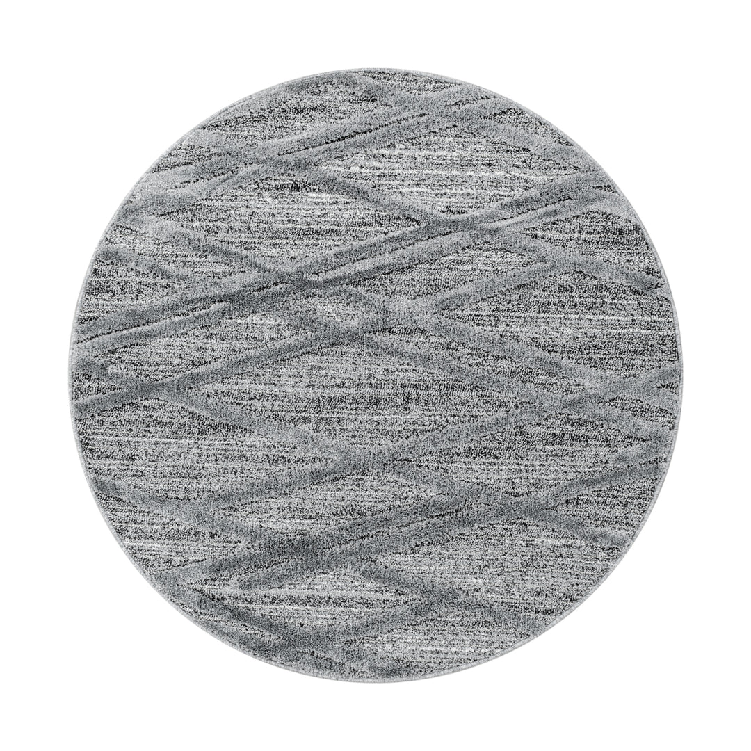 Teppich Hochflor Hoch-Tief Boho-Muster Polypropylen Wohnzimmer_Rund_