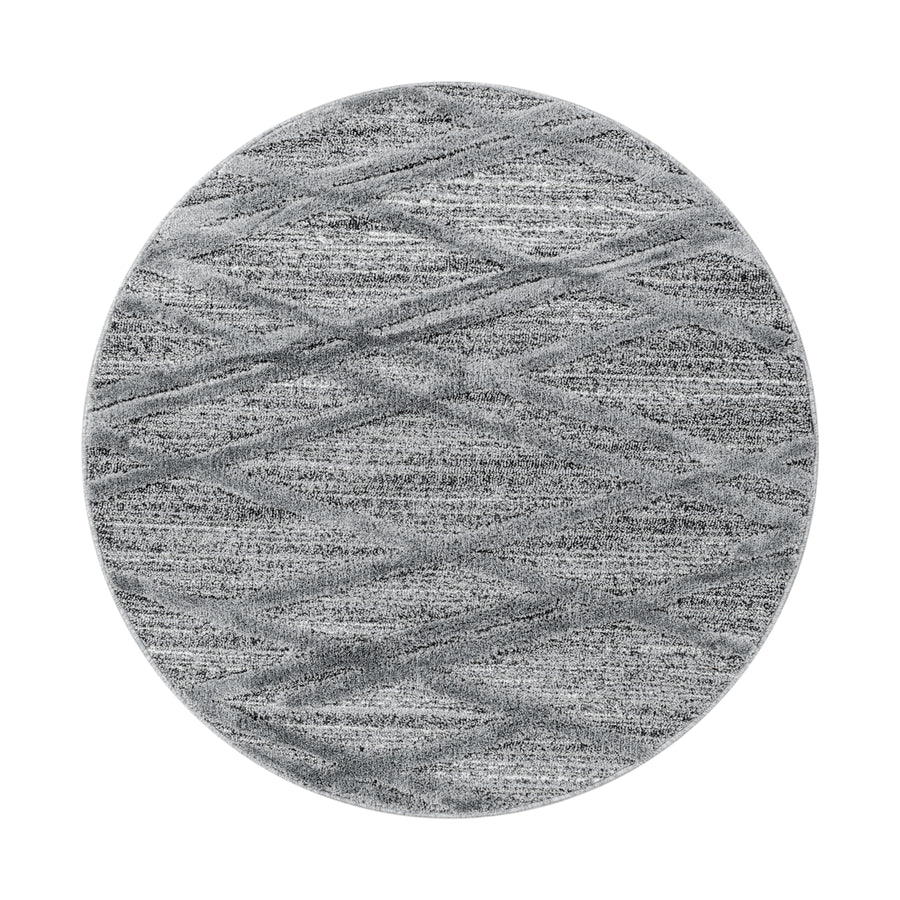 Teppich Hochflor Hoch-Tief Boho-Muster Polypropylen Wohnzimmer_Rund_