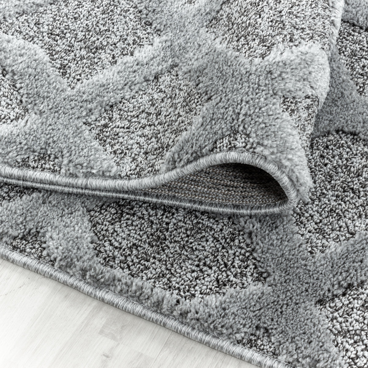 3D Hochflor-Teppich Rauten-Gitter – Waschbar | Plastischer Hoch-Tief-Effekt | 2,00 cm Florhöhe für Wohnkomfort – Ansicht 5