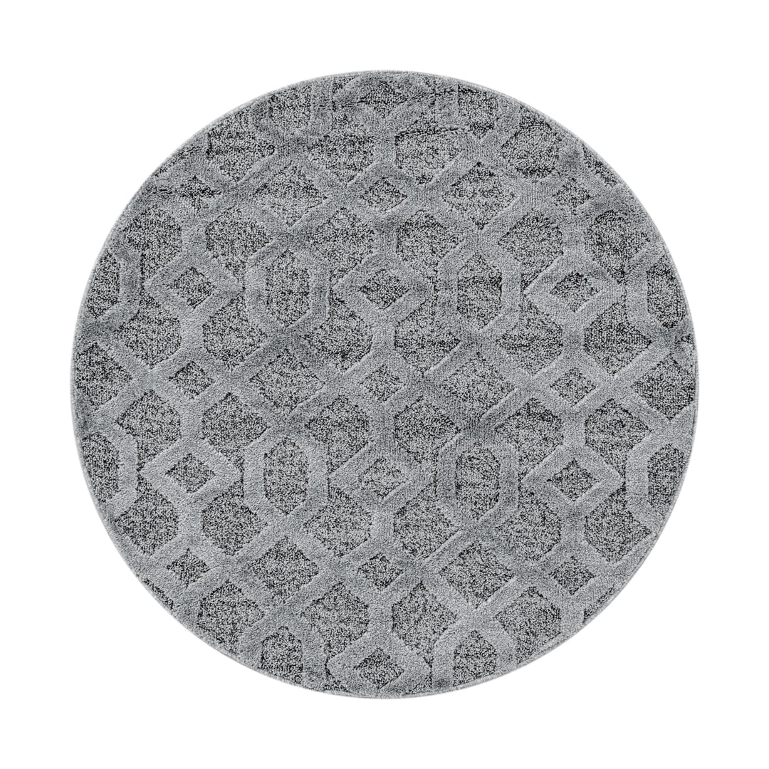 Teppich Hochflor Hoch-Tief Geometrisch Polypropylen Wohnzimmer_Rund_