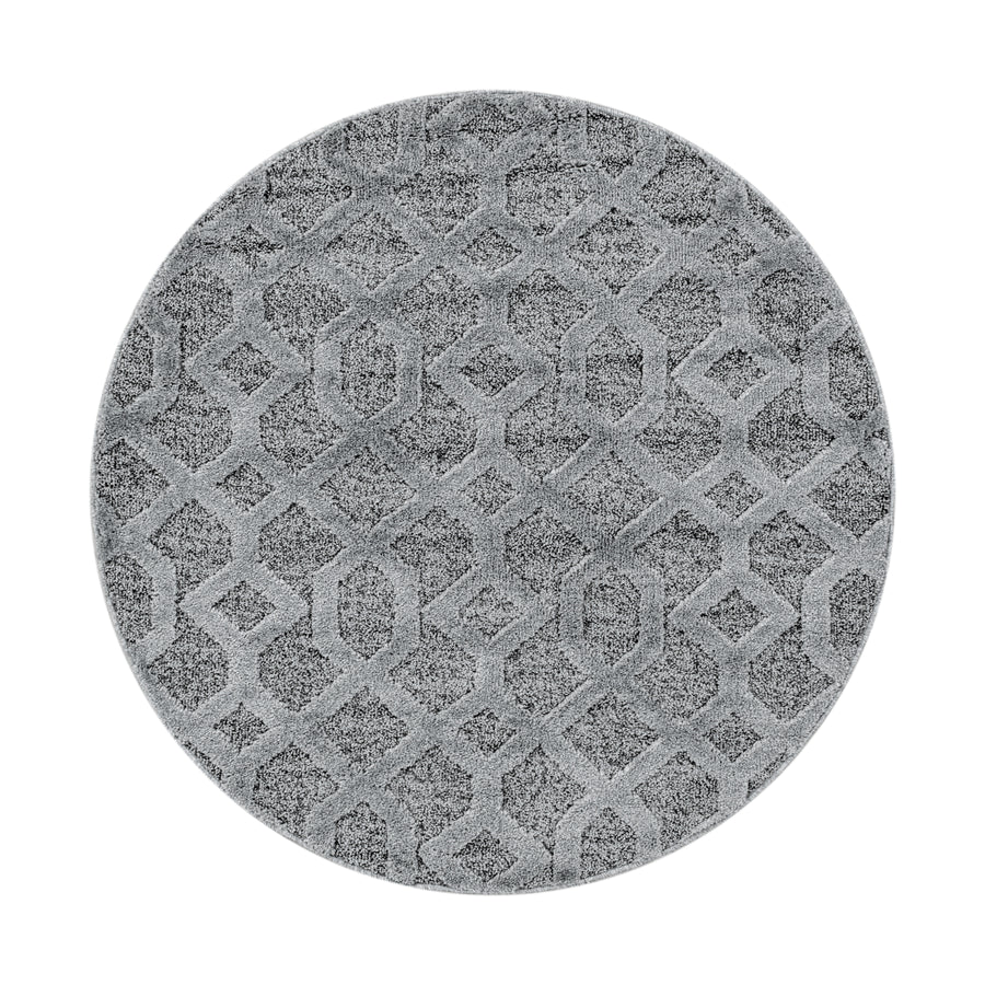 Teppich Hochflor Hoch-Tief Geometrisch Polypropylen Wohnzimmer_Rund_