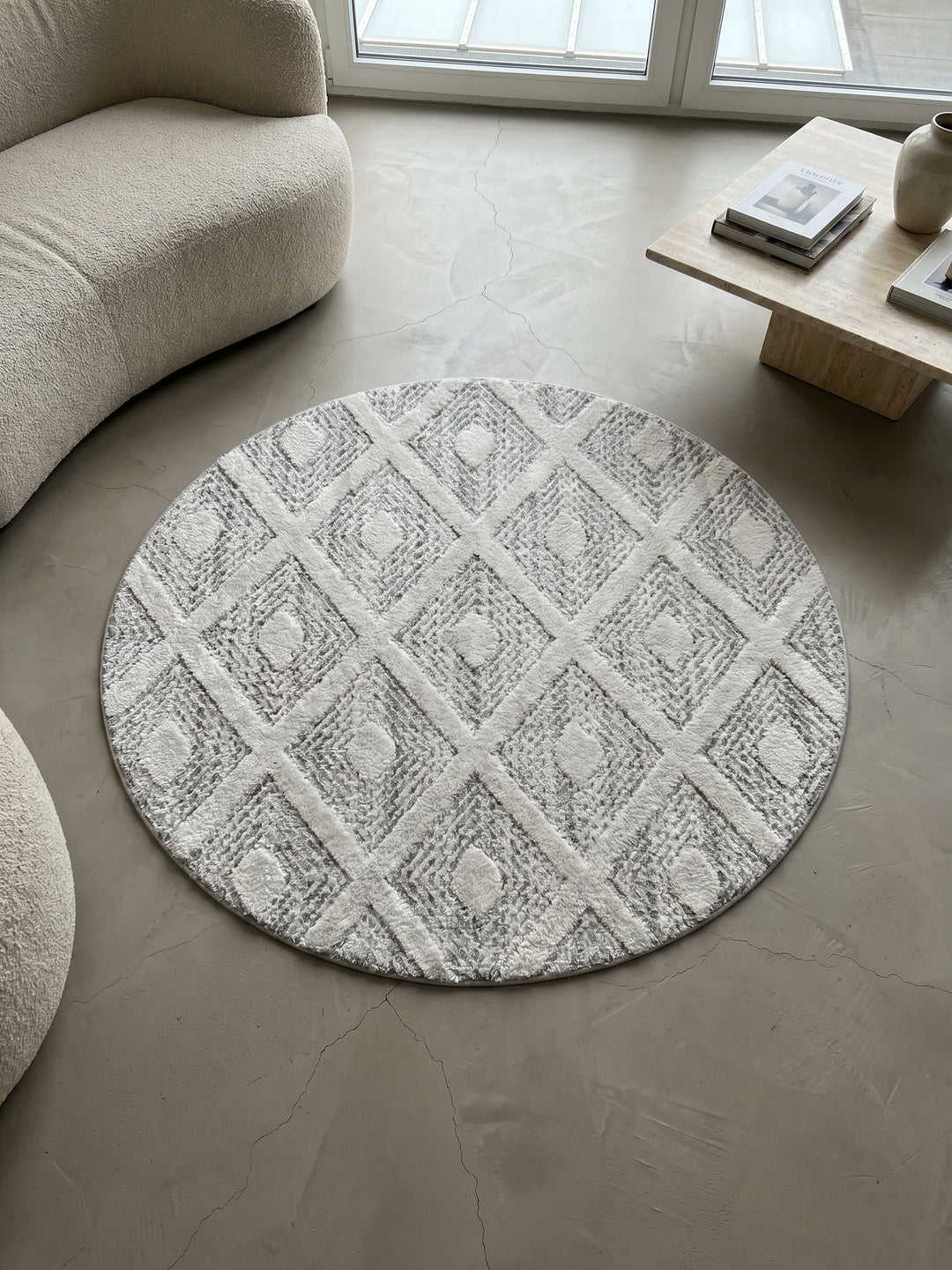 Teppich Grey rund Muster Draufsicht_