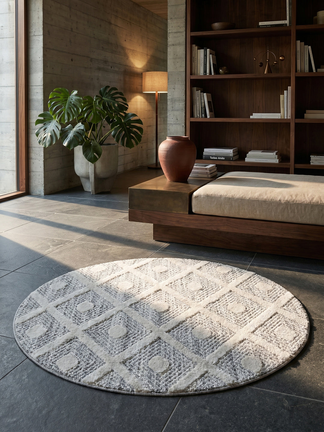 Teppich Grey rund Textur Nahaufnahme Detail_