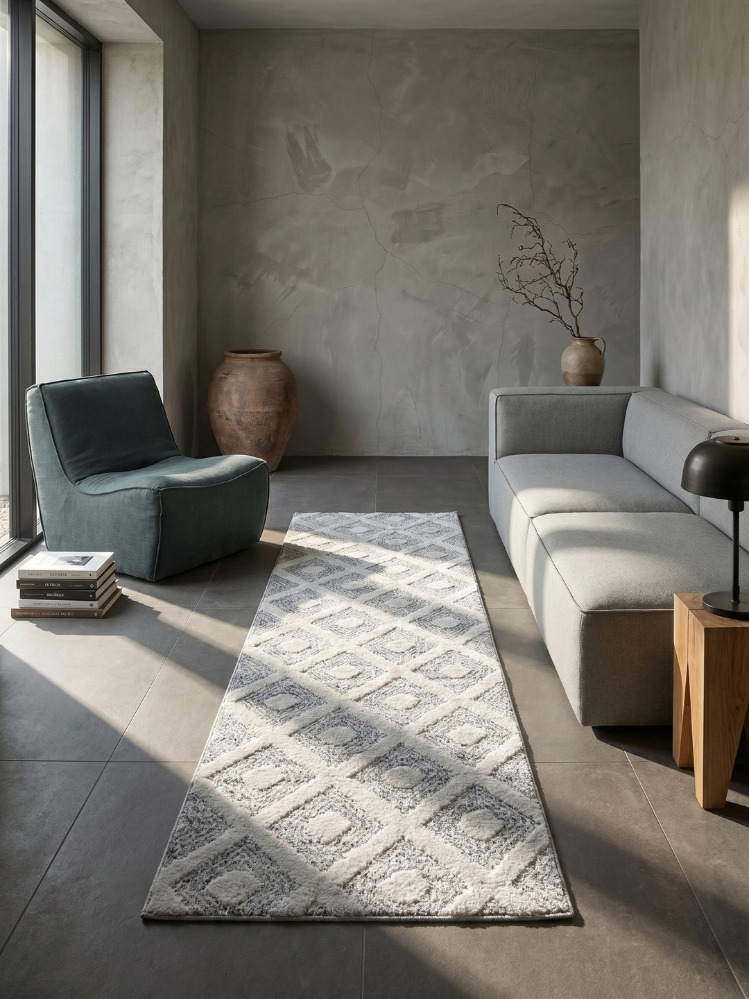 Teppich Grey Läufer im Wohnzimmer Einrichtungsidee_