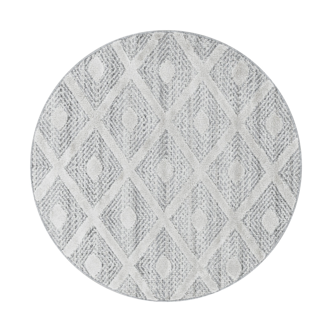 Teppich Hochflor Hoch-Tief Geometrisch Polypropylen Wohnzimmer_Rund_