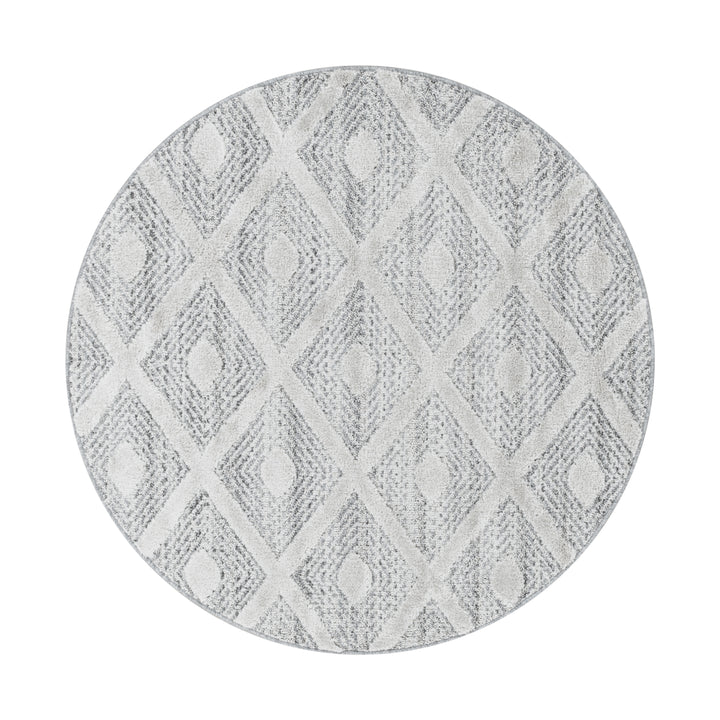 Teppich Hochflor Hoch-Tief Geometrisch Polypropylen Wohnzimmer_Rund_