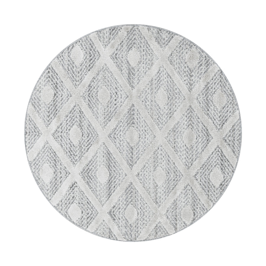 Teppich Hochflor Hoch-Tief Geometrisch Polypropylen Wohnzimmer_Rund_