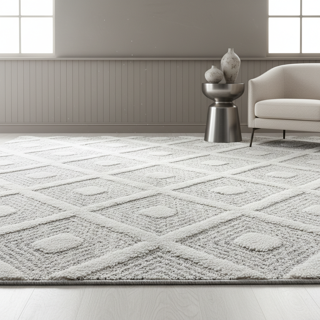 3D Hochflor-Teppich Rauten mit Punktstruktur – Waschbar | Hoch-Tief-Effekt | 2,00 cm Florhöhe für Wohnkomfort – Ansicht 2