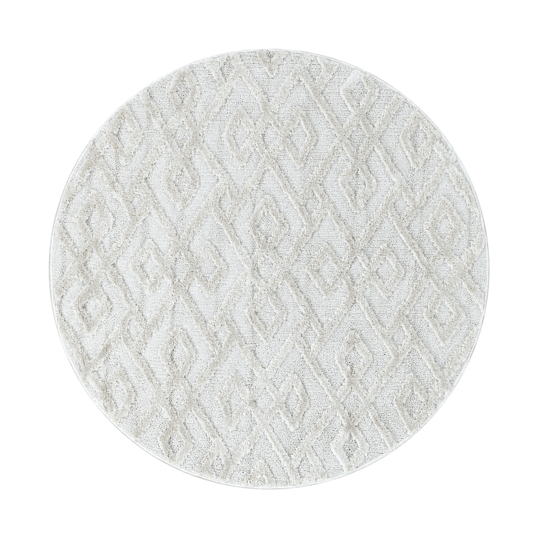 Teppich Hochflor Hoch-Tief Geometrisch Polypropylen Wohnzimmer_Rund_