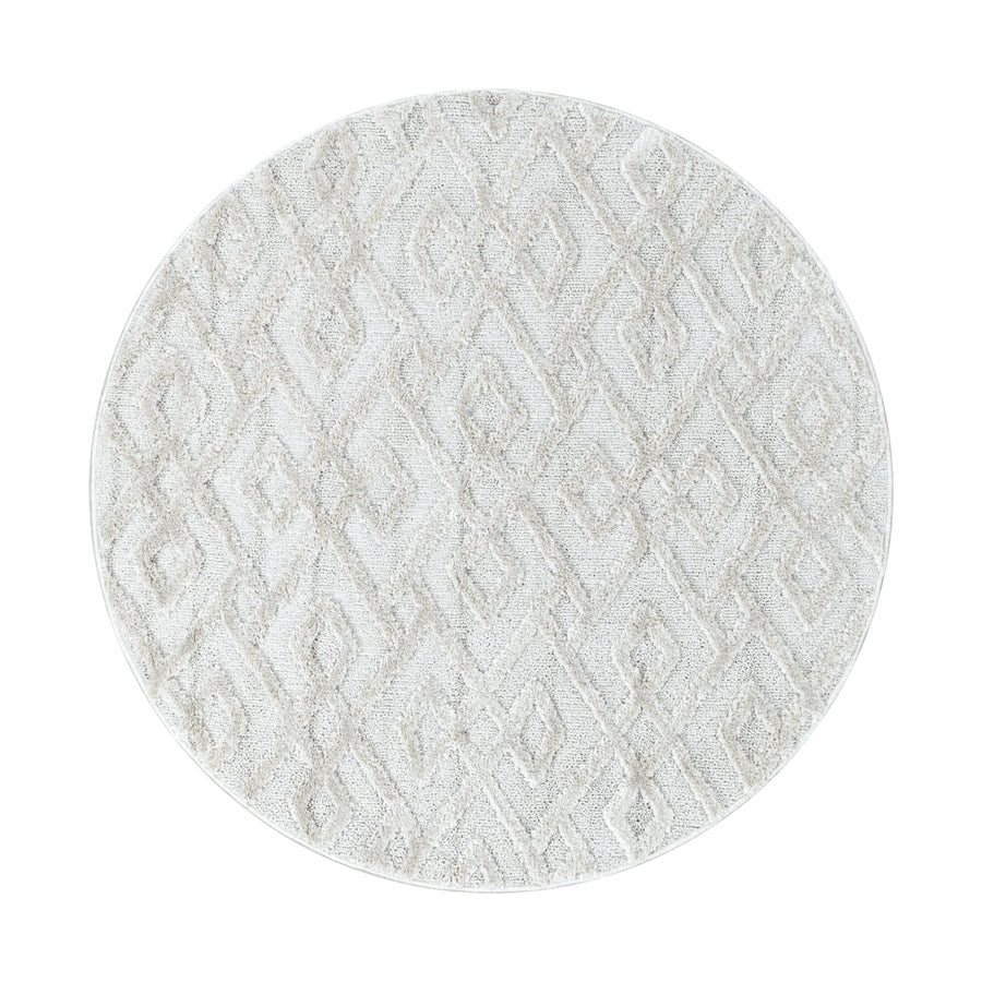 Teppich Hochflor Hoch-Tief Geometrisch Polypropylen Wohnzimmer_Rund_