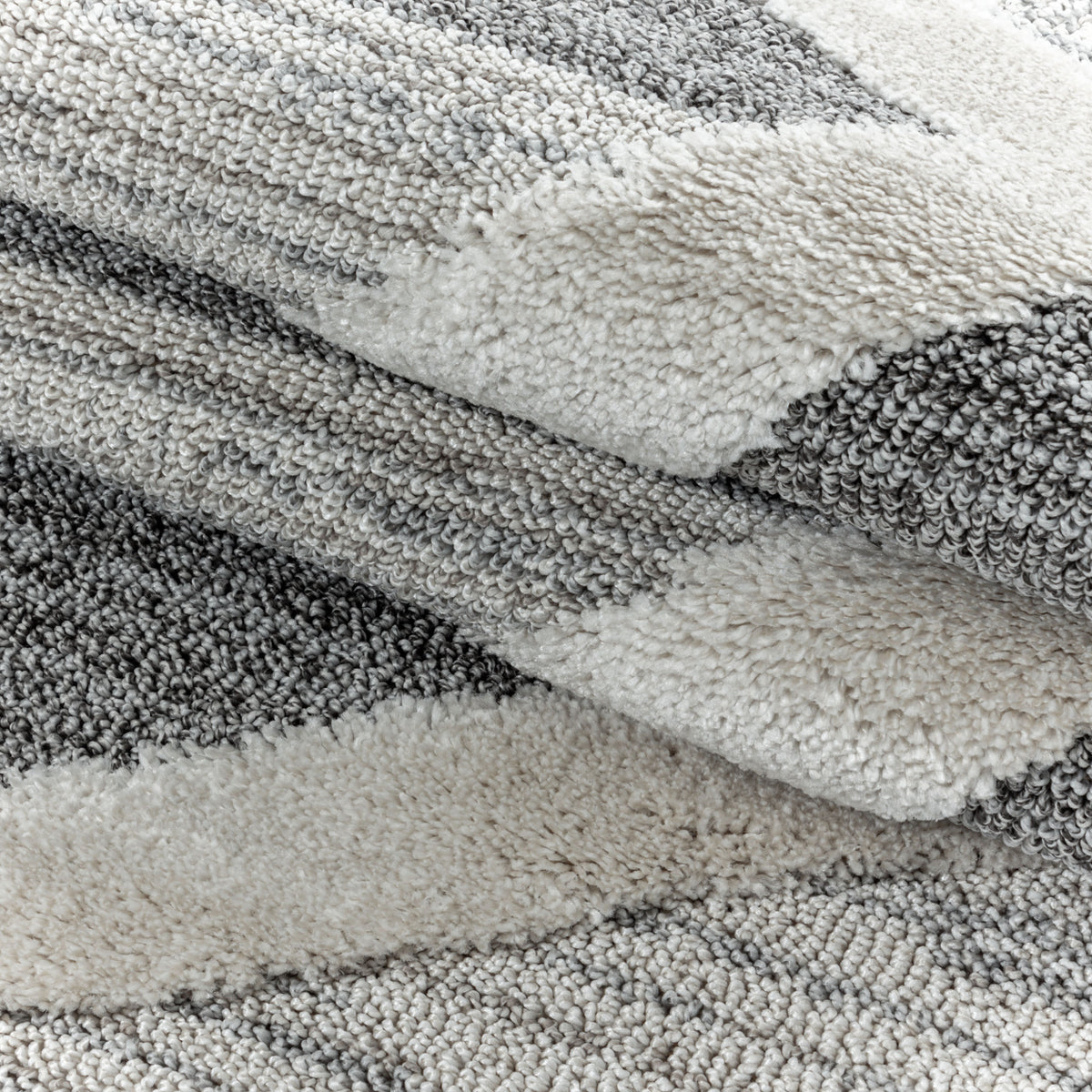 3D Hochflor-Teppich Dreiecks-Streifen – Waschbar | Grafischer Hoch-Tief-Effekt | 2,00 cm Florhöhe für Wohnkomfort – Ansicht 7