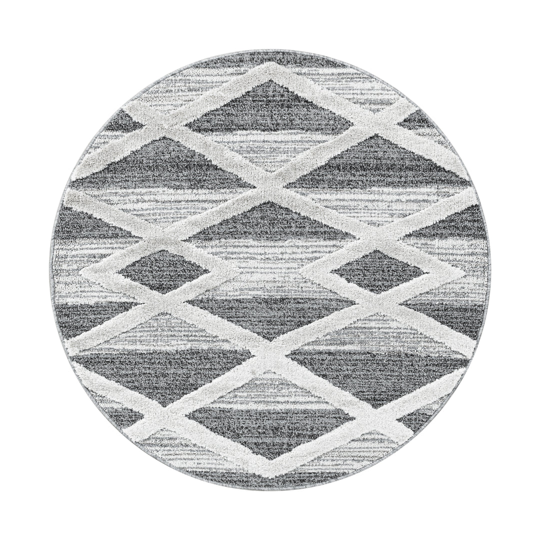 Teppich Hochflor Hoch-Tief Geometrisch Polypropylen Wohnzimmer_Rund_