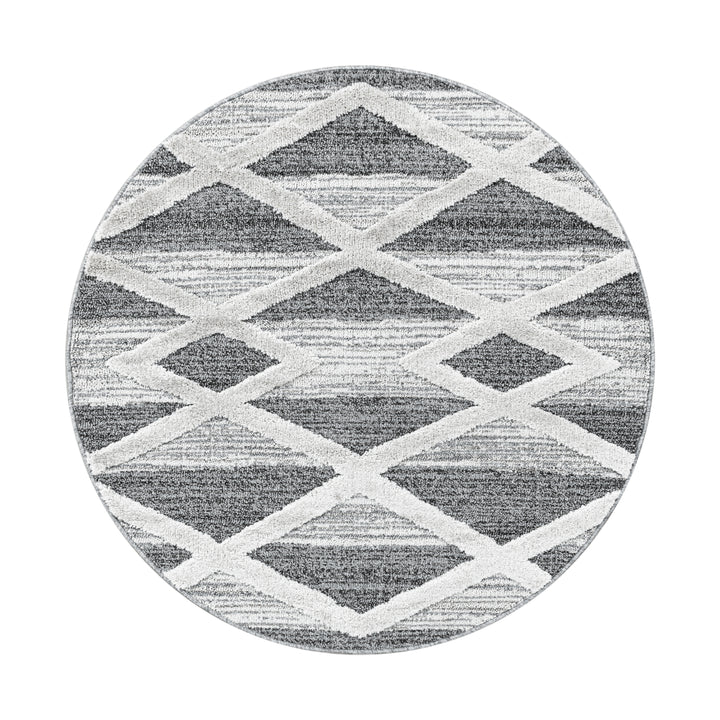 Teppich Hochflor Hoch-Tief Geometrisch Polypropylen Wohnzimmer_Rund_