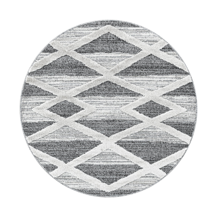 Teppich Hochflor Hoch-Tief Geometrisch Polypropylen Wohnzimmer_Rund_
