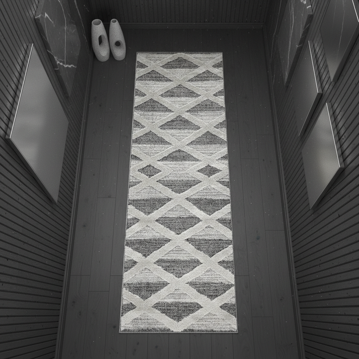 Teppich Hochflor Hoch-Tief Geometrisch Polypropylen Wohnzimmer_Läufer_