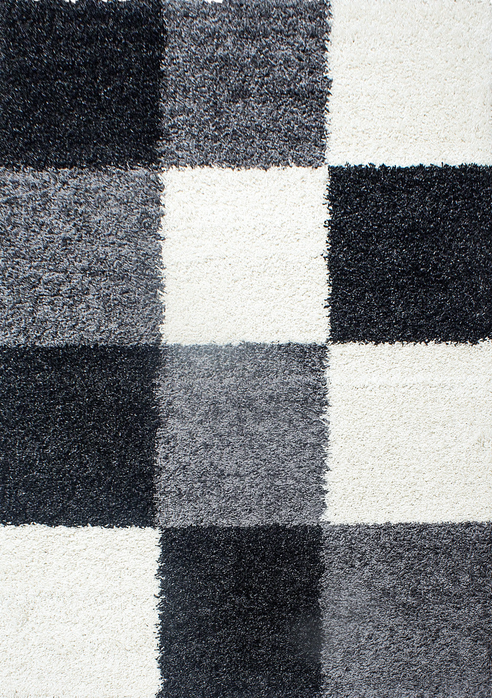 Teppich Hochflor Karo Polypropylen Wohnzimmer Shaggy_Läufer_