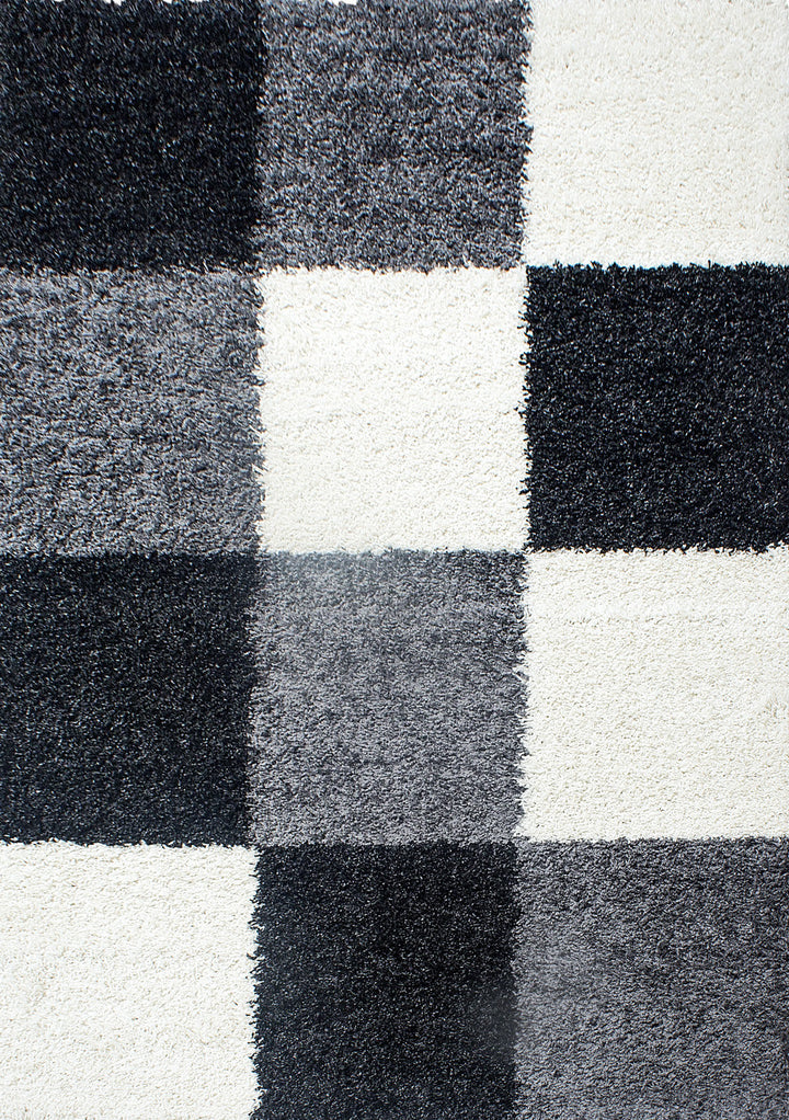Teppich Hochflor Karo Polypropylen Wohnzimmer Shaggy_Läufer_