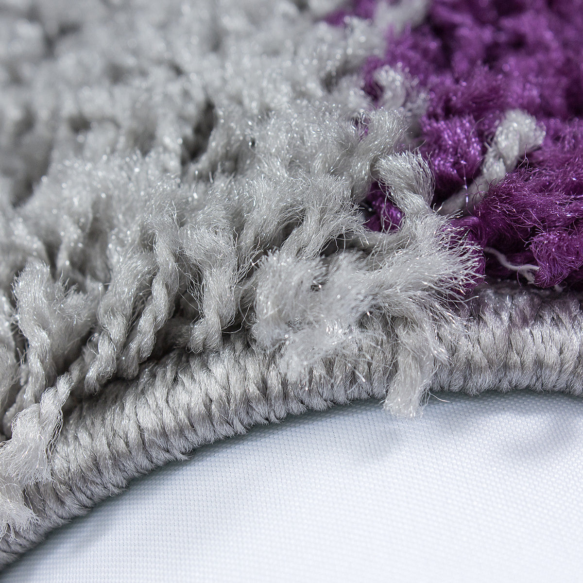 Teppich Hochflor Karo Polypropylen Wohnzimmer Shaggy_Violett_Läufer_