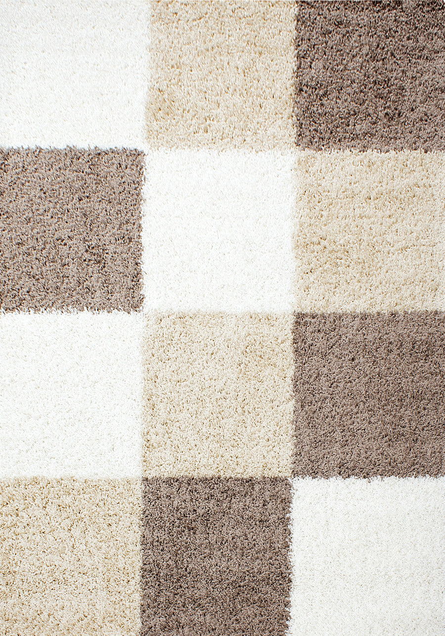 Teppich Hochflor Karo Polypropylen Wohnzimmer Shaggy_Läufer_