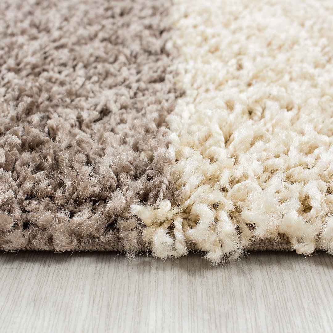 Teppich Hochflor Karo Polypropylen Wohnzimmer Shaggy_Läufer_