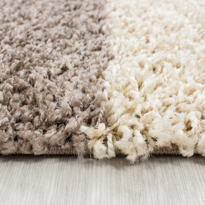 Teppich Hochflor Karo Polypropylen Wohnzimmer Shaggy_Läufer_