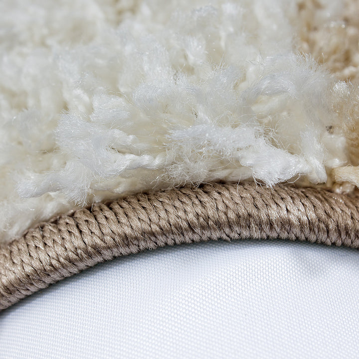Teppich Hochflor Karo Polypropylen Wohnzimmer Shaggy_Mokka_Läufer_