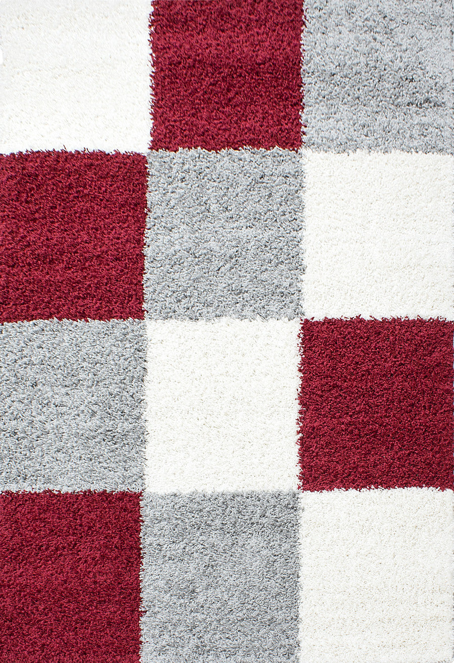Teppich Hochflor Karo Polypropylen Wohnzimmer Shaggy_Läufer_