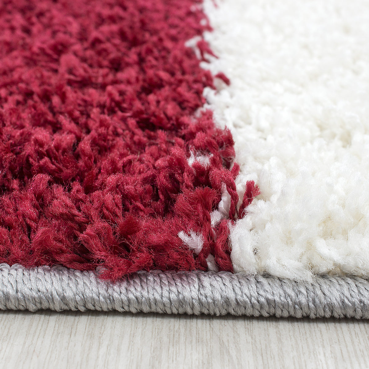 Teppich Hochflor Karo Polypropylen Wohnzimmer Shaggy_Läufer_