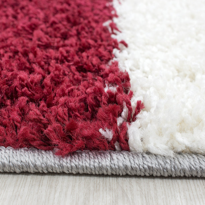 Teppich Hochflor Karo Polypropylen Wohnzimmer Shaggy_Läufer_