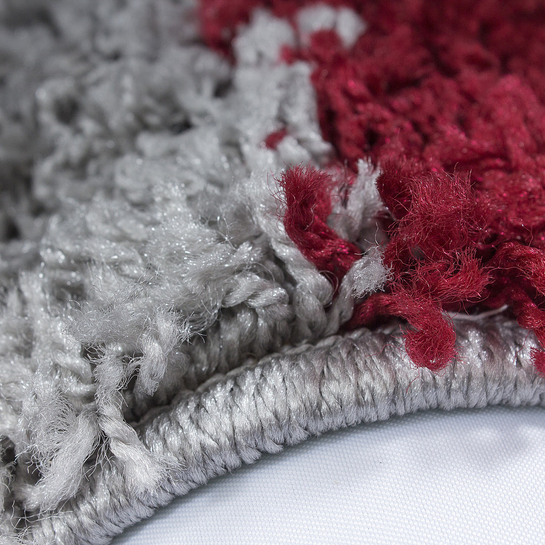 Teppich Hochflor Karo Polypropylen Wohnzimmer Shaggy_Rot_Läufer_