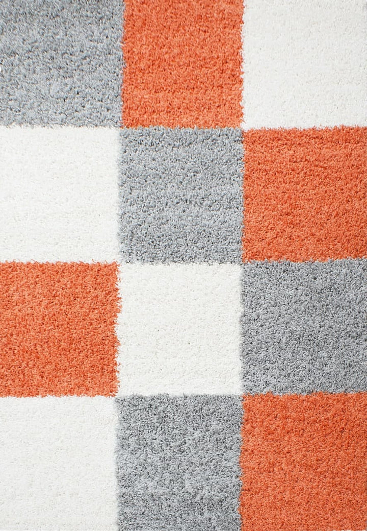 Teppich Hochflor Karo Polypropylen Wohnzimmer Shaggy_Läufer_