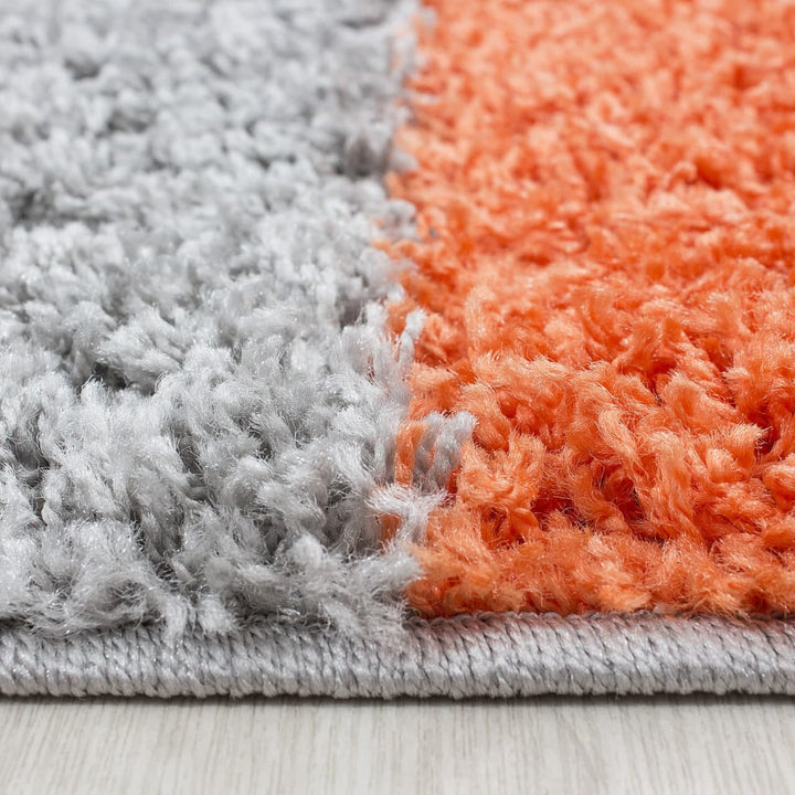 Teppich Hochflor Karo Polypropylen Wohnzimmer Shaggy_Läufer_