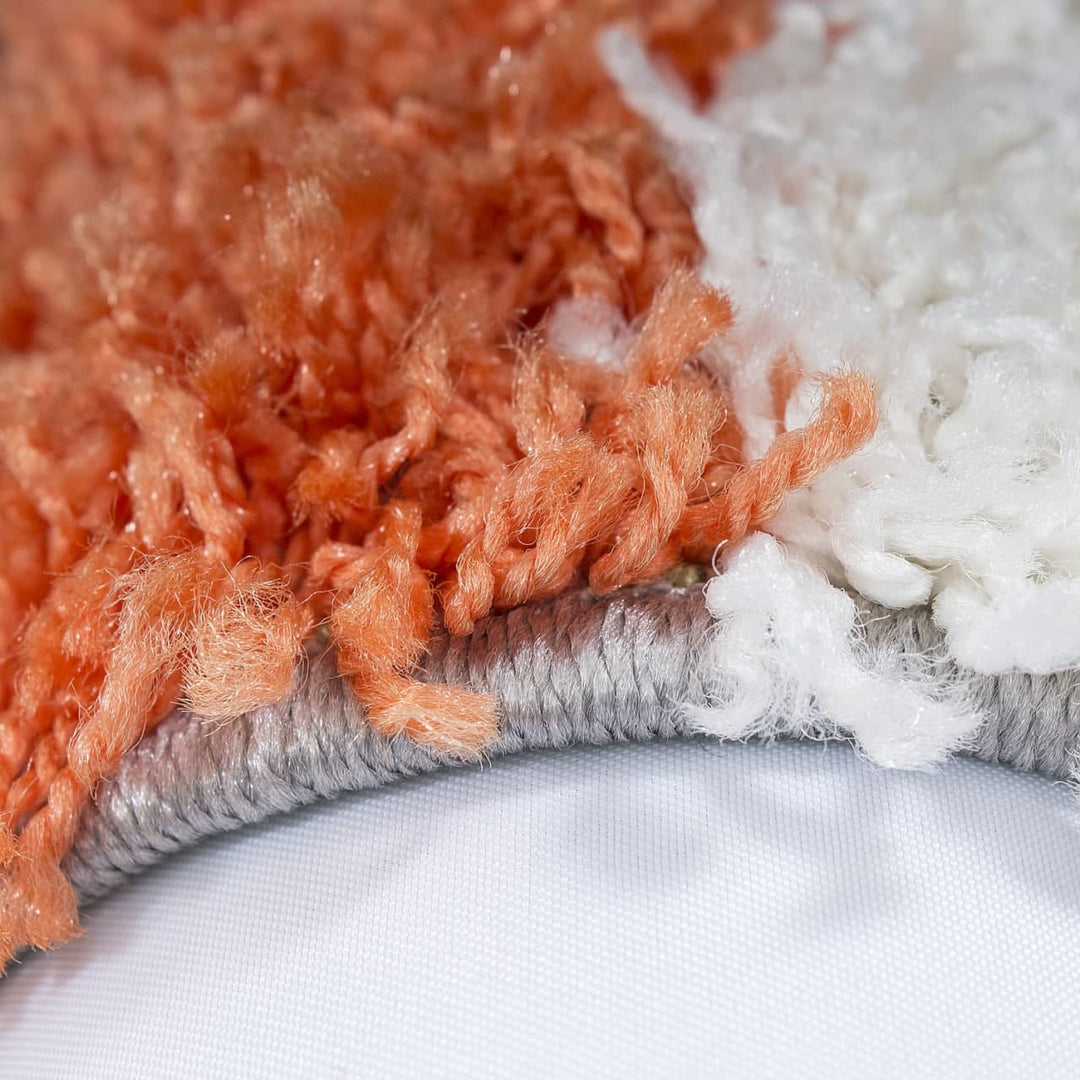 Teppich Hochflor Karo Polypropylen Wohnzimmer Shaggy_Terrakotta_Läufer_