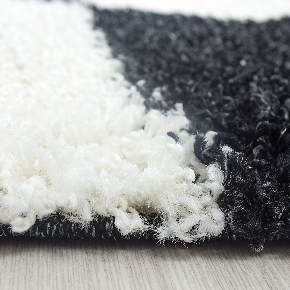 Teppich Hochflor Karo Polypropylen Wohnzimmer Shaggy_Läufer_