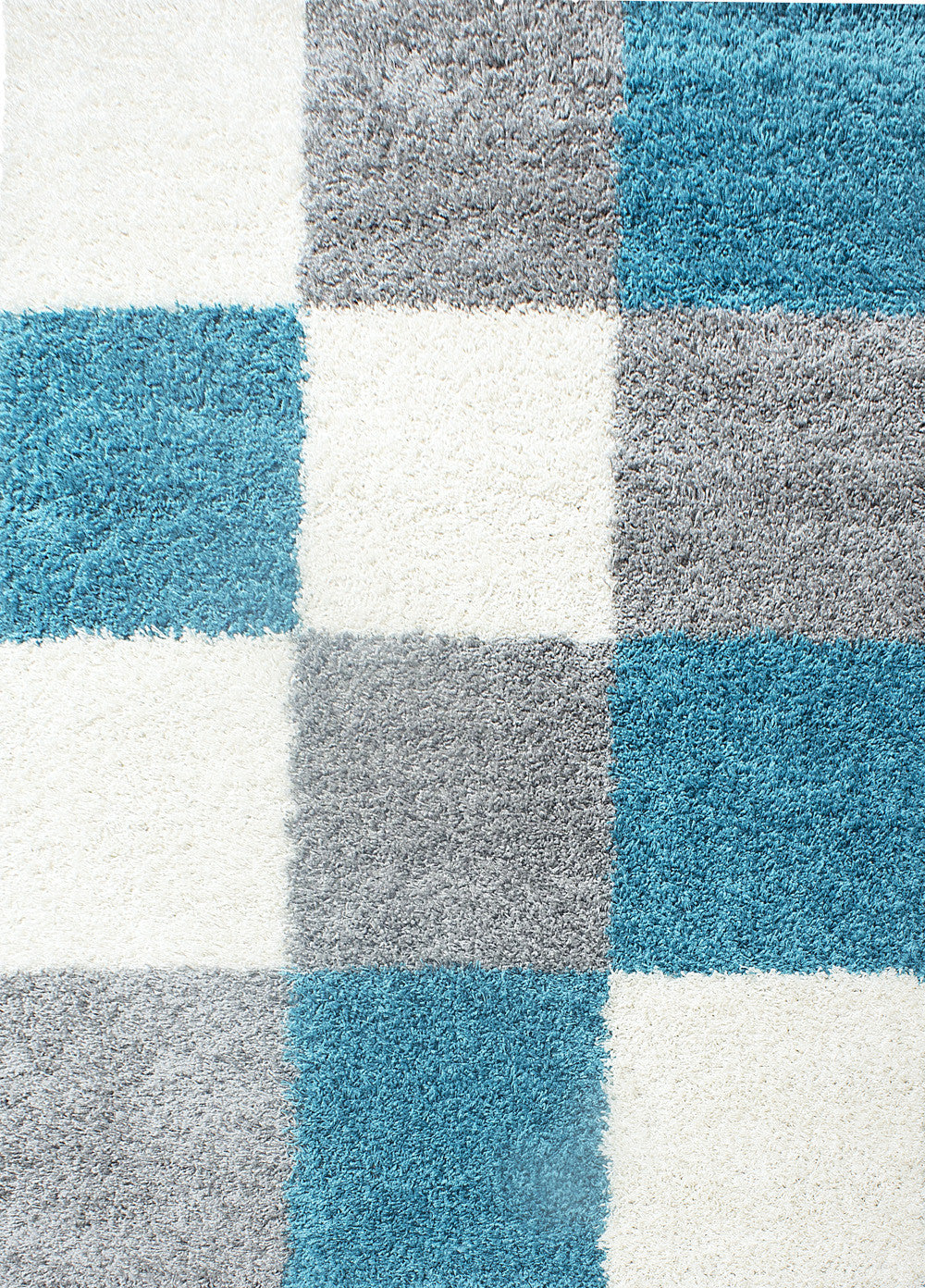 Teppich Hochflor Karo Polypropylen Wohnzimmer Shaggy_Läufer_