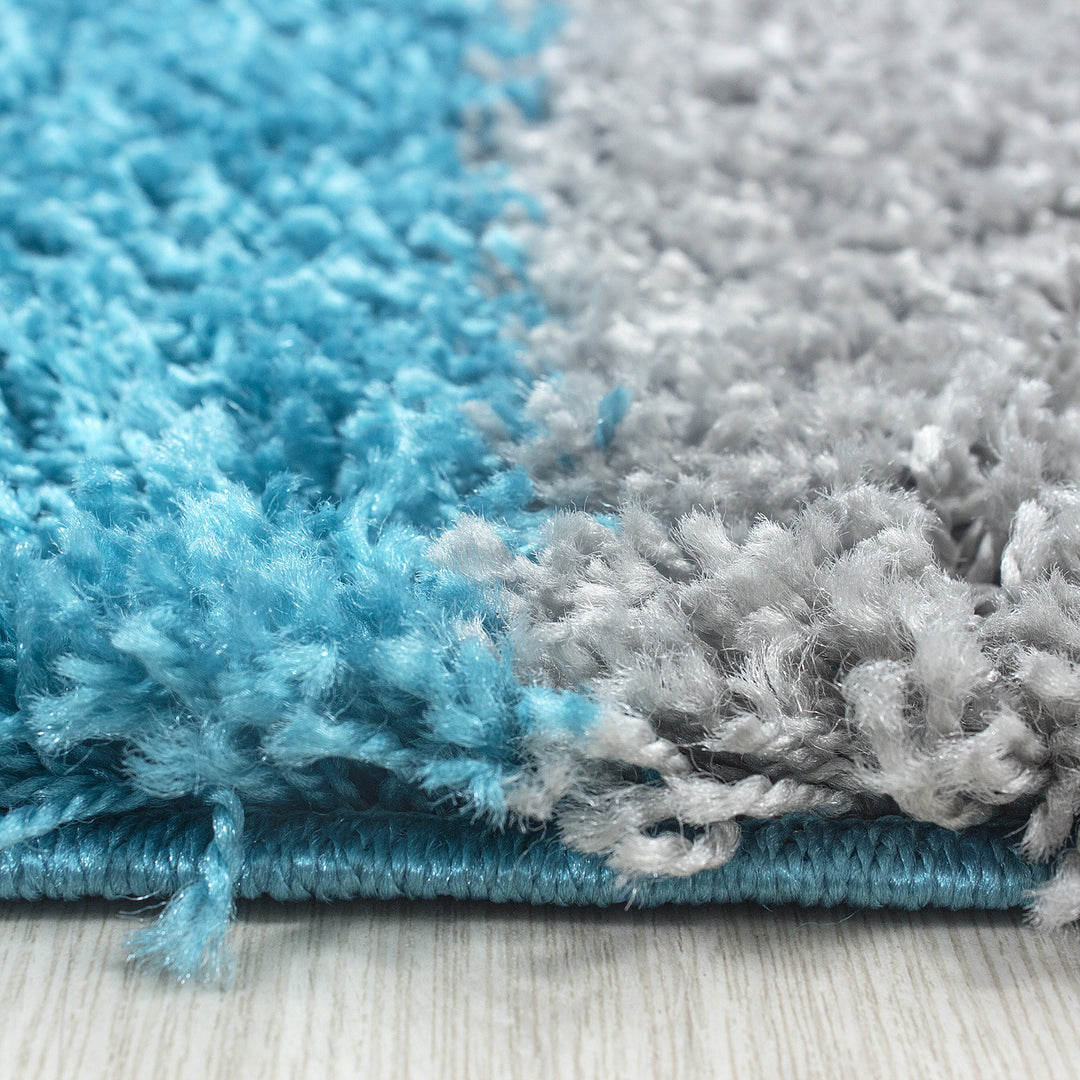 Teppich Hochflor Karo Polypropylen Wohnzimmer Shaggy_Läufer_