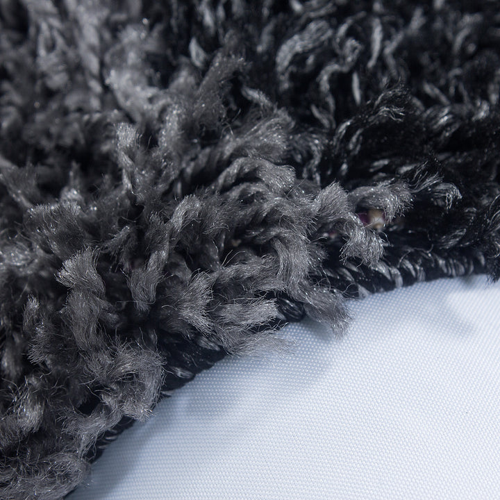Teppich Hochflor Karo Polypropylen Wohnzimmer Shaggy_Schwarz_Läufer_