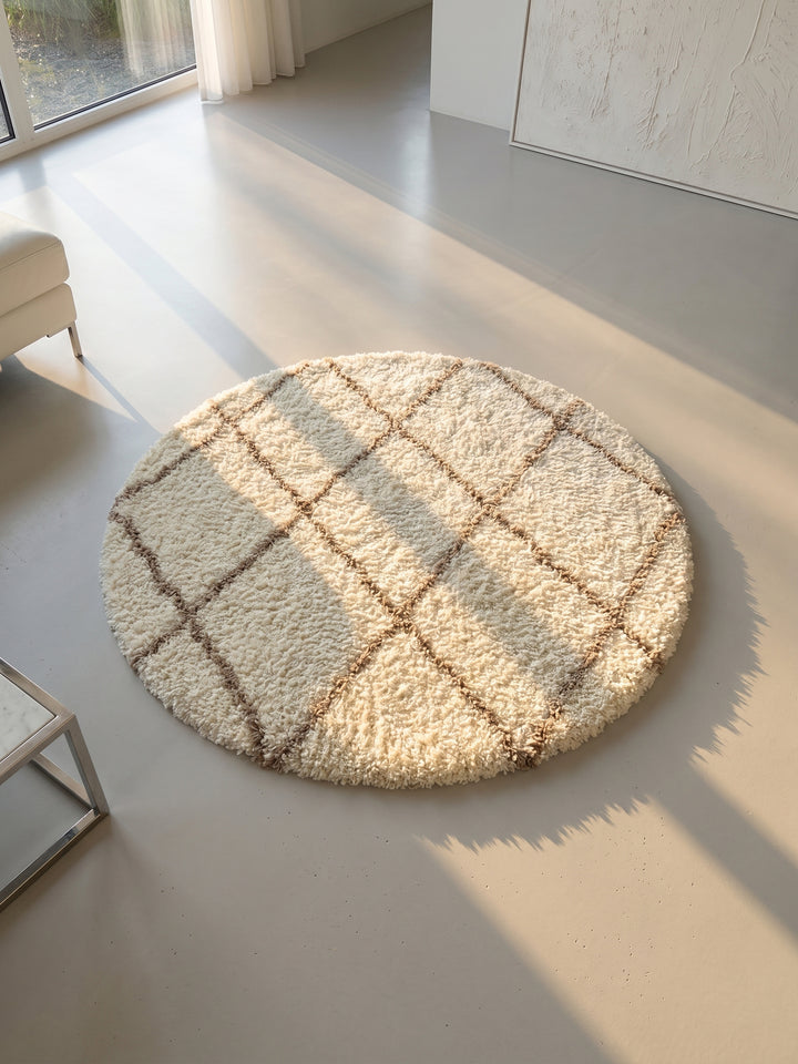 Teppich Cream rund Muster Draufsicht_