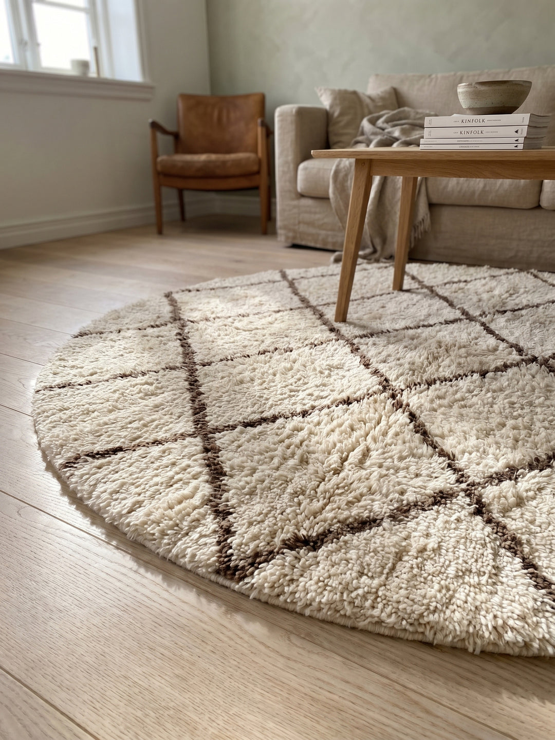 Teppich Cream rund Textur Nahaufnahme Detail_