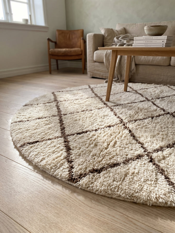 Teppich Cream rund Textur Nahaufnahme Detail_