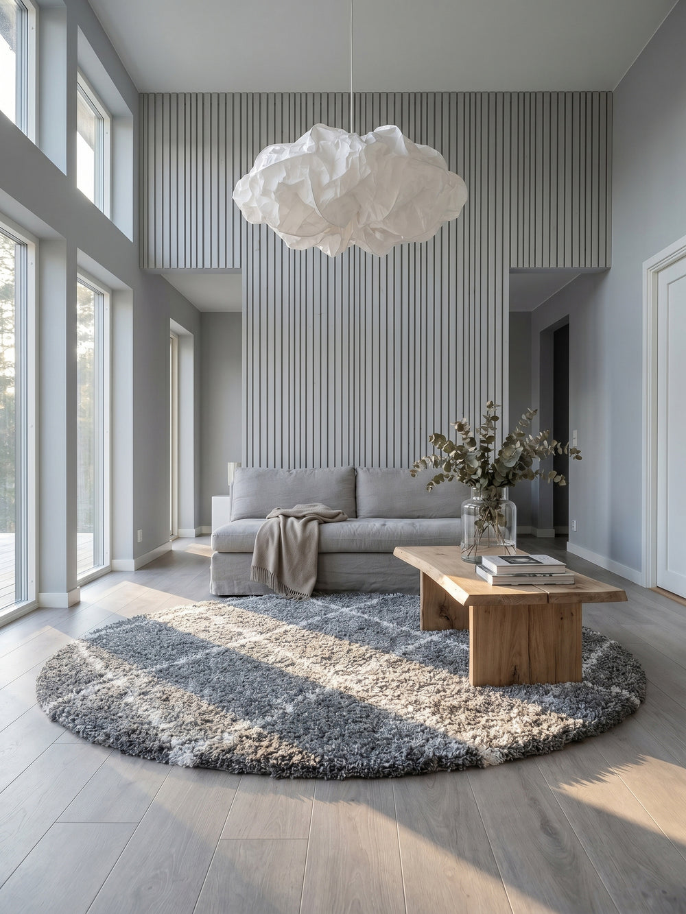 Teppich Grey rund im Wohnzimmer Einrichtungsidee_