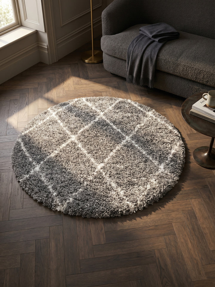 Teppich Grey rund Muster Draufsicht_