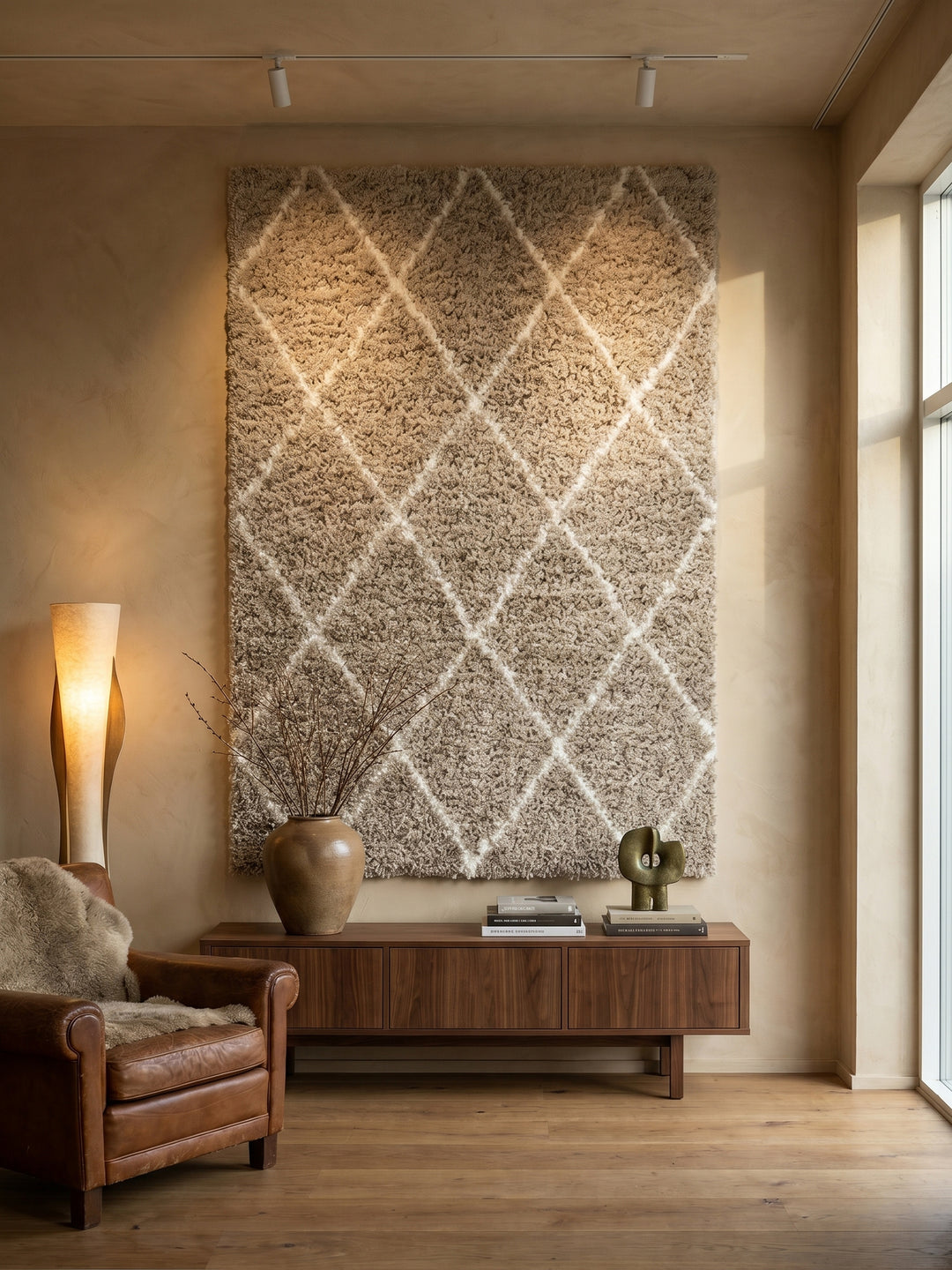 Teppich Beige rechteckig Wandteppich Wanddeko_