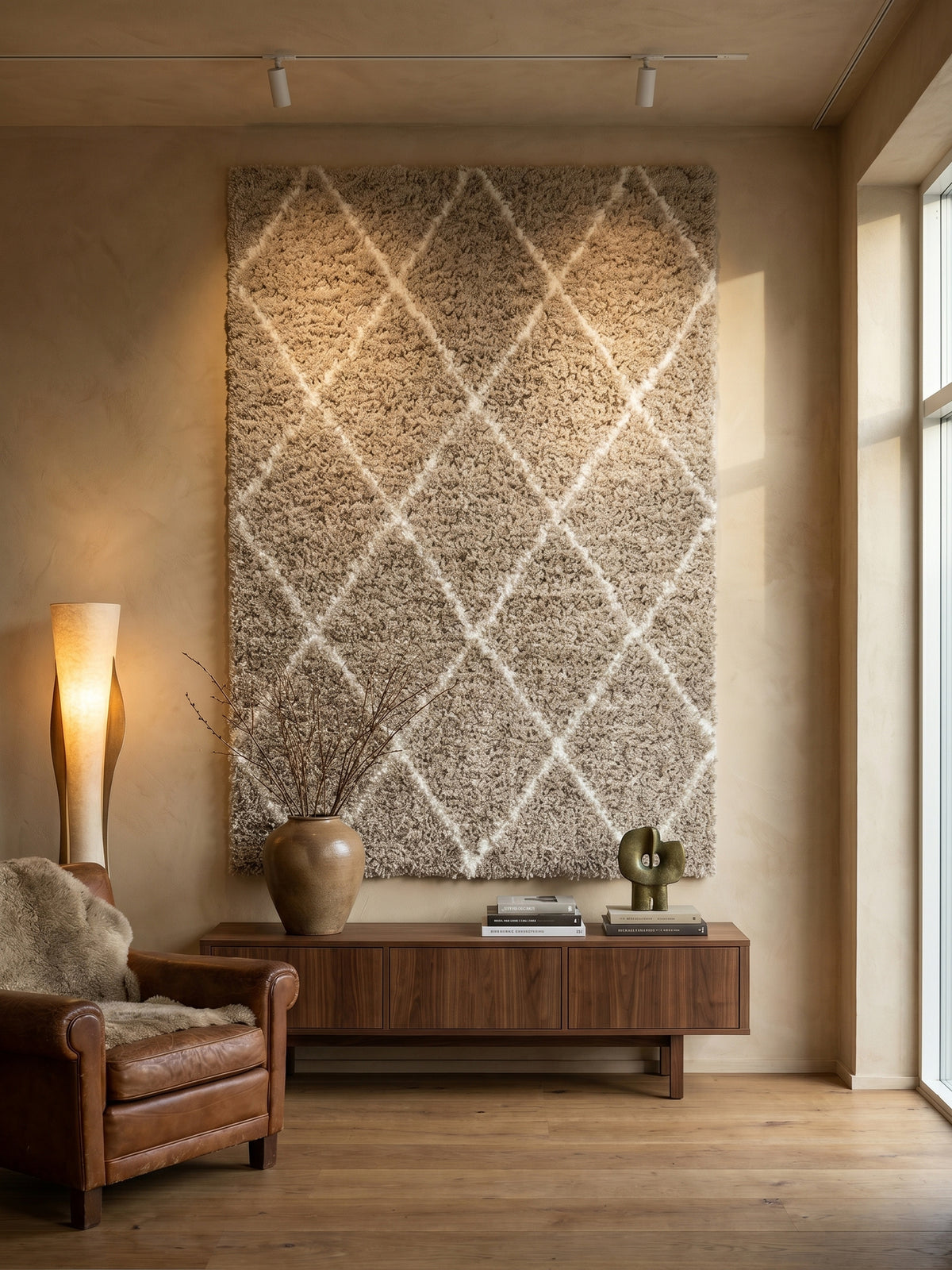 Teppich Beige rechteckig Wandteppich Wanddeko_
