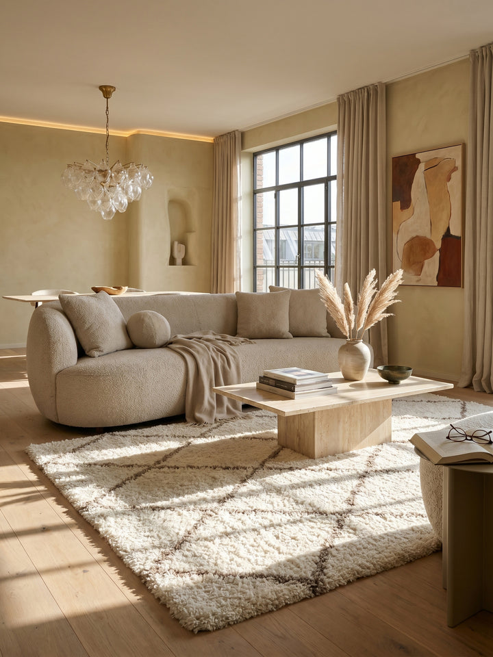 Teppich Cream rechteckig im Wohnzimmer Einrichtungsidee_