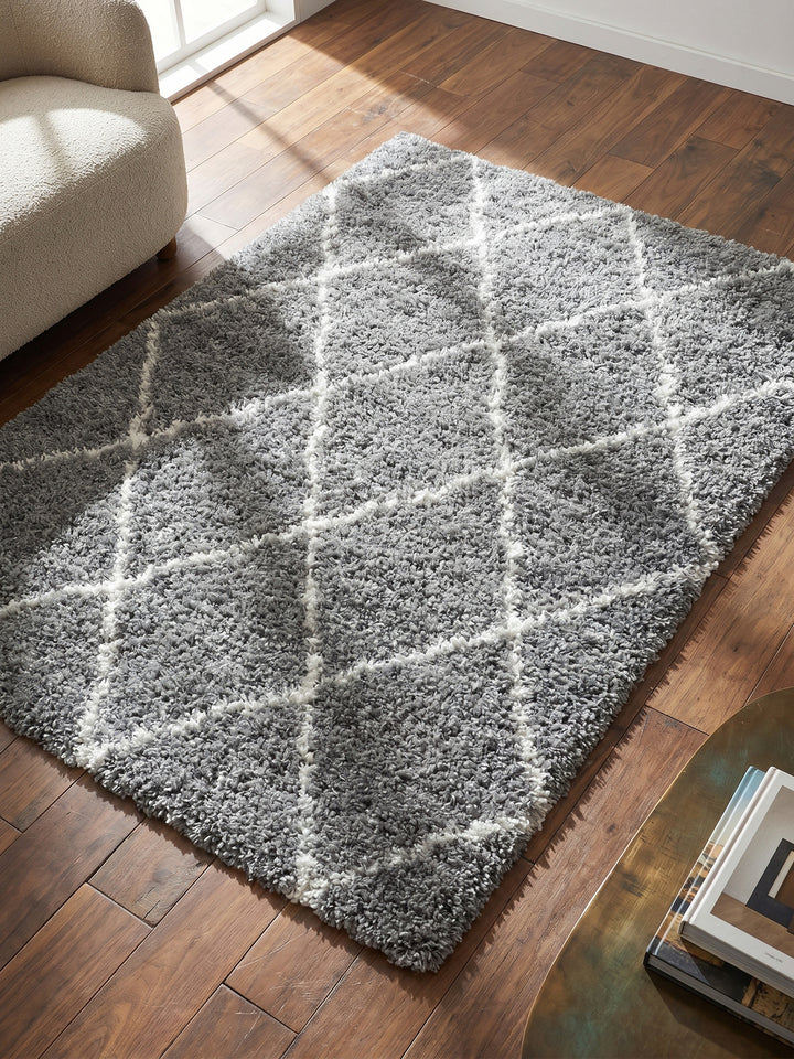 Teppich Grey rechteckig Muster Draufsicht_