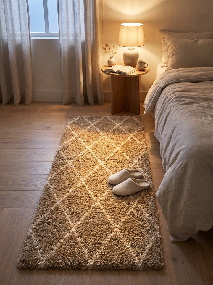 Teppich Beige Läufer Wohnidee gemütlich_