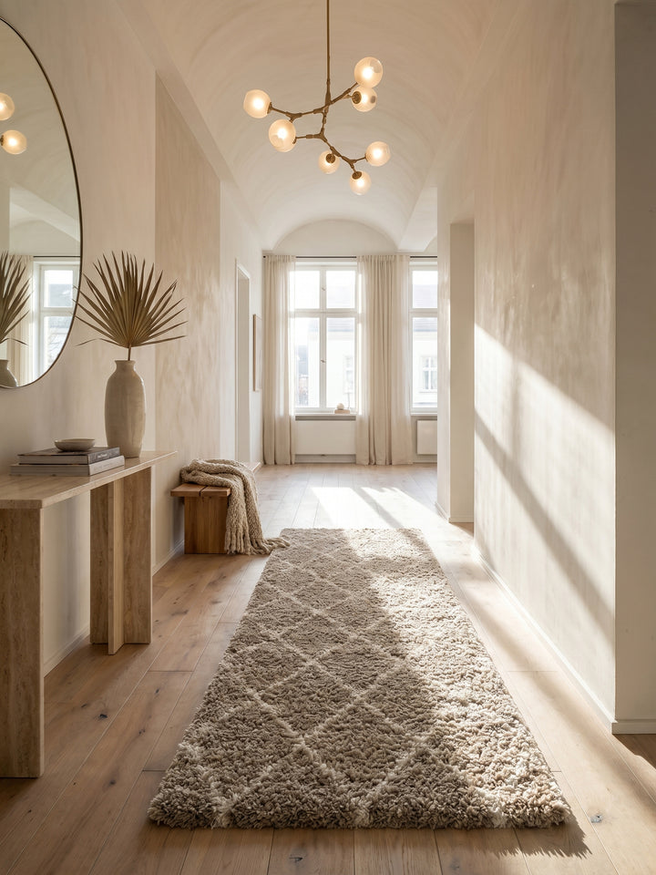 Teppich Beige Läufer im Wohnzimmer Einrichtungsidee_